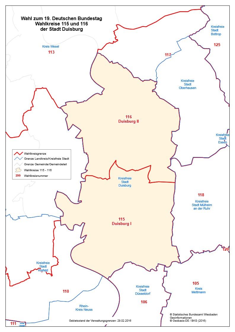 Wahlkreis 115 Duisburg I bei der Bundestagswahl 2017
