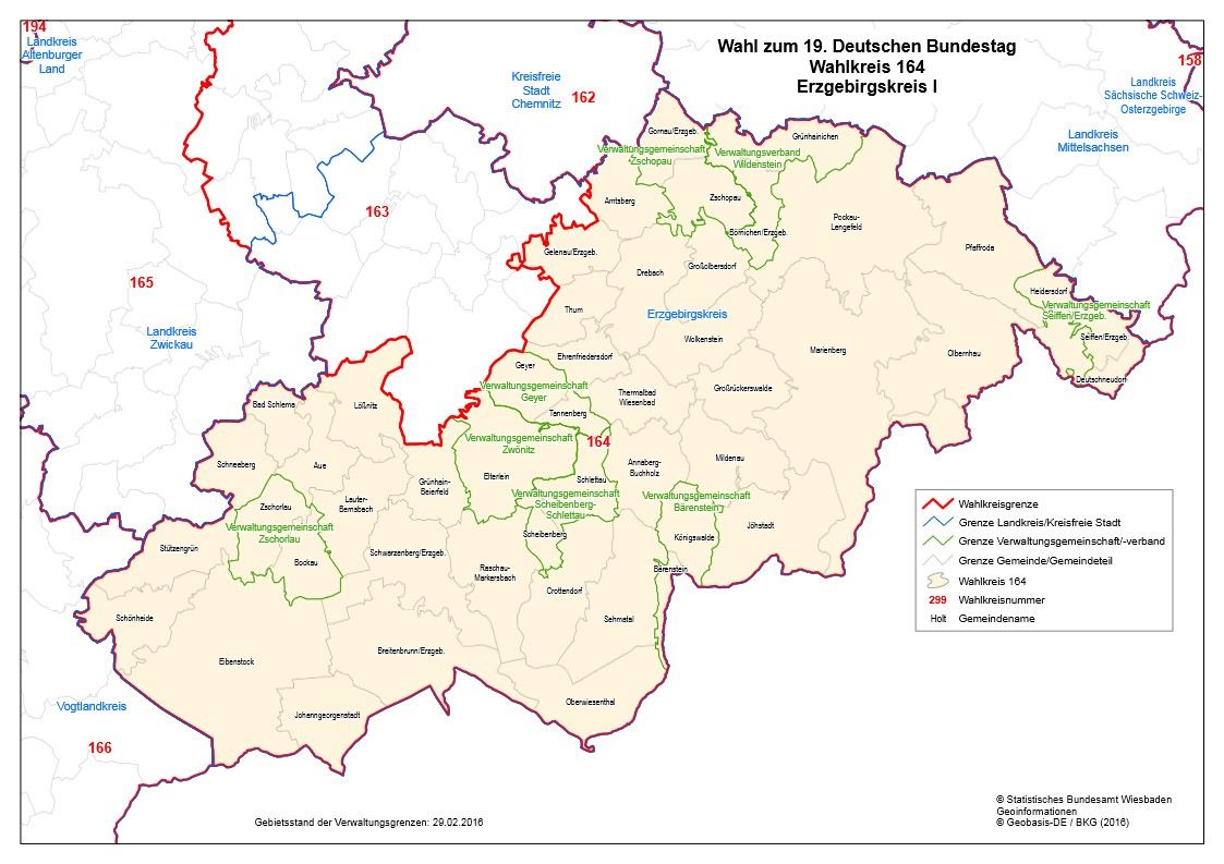 Wahlkreis 164 Erzgebirgskreis I bei der Bundestagswahl 2017