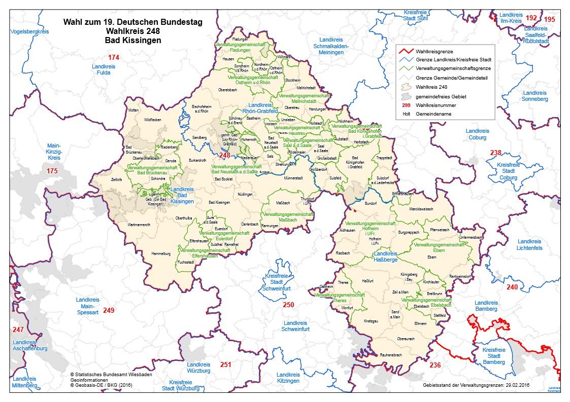 Wahlkreis 248 Bad Kissingen bei der Bundestagswahl 2017 das