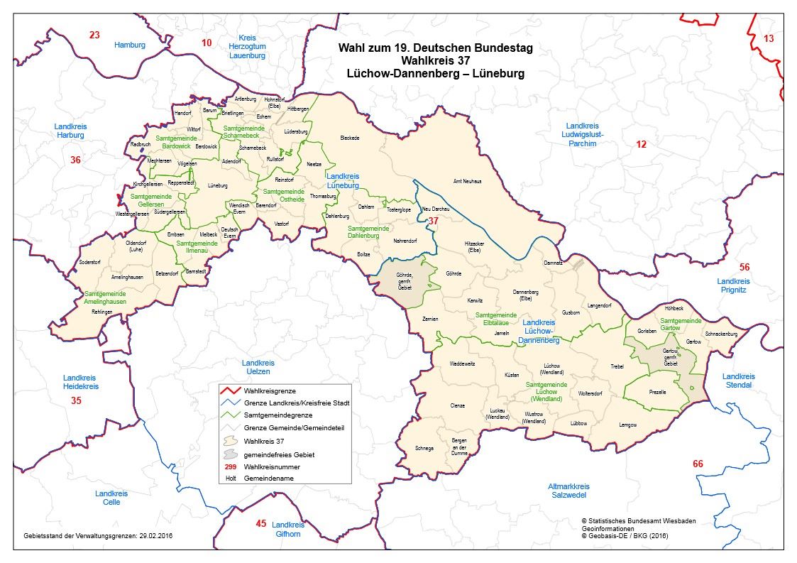 Wahlkreis 37 LüchowDannenberg Lüneburg bei der Bundestagswahl