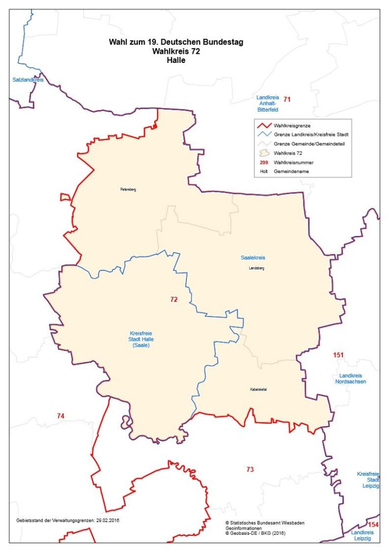 Wahlkreis 72 Halle bei der Bundestagswahl 2017