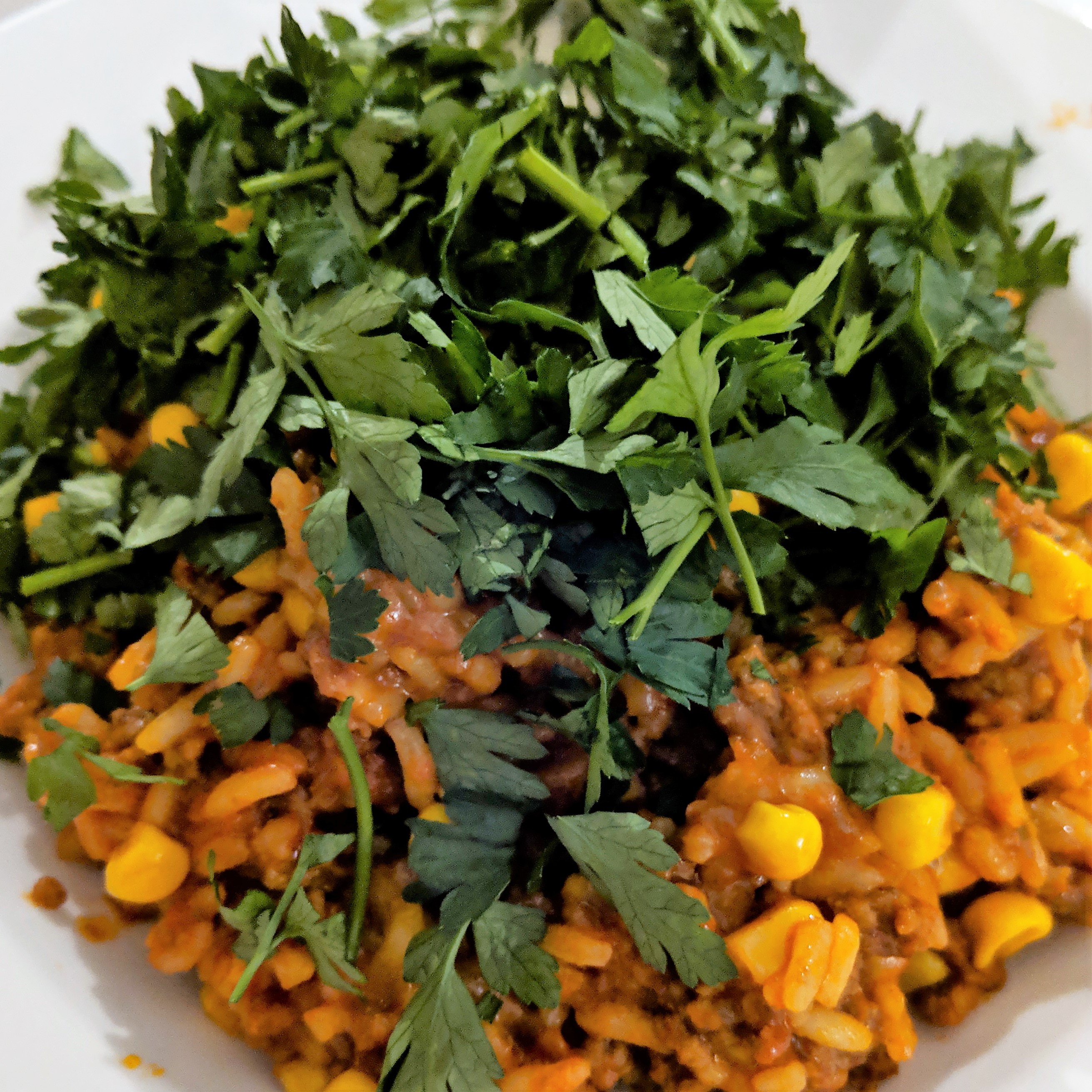 Mein Abendessen: Mal wieder eine Reis mit Mais und Scheiss Variante