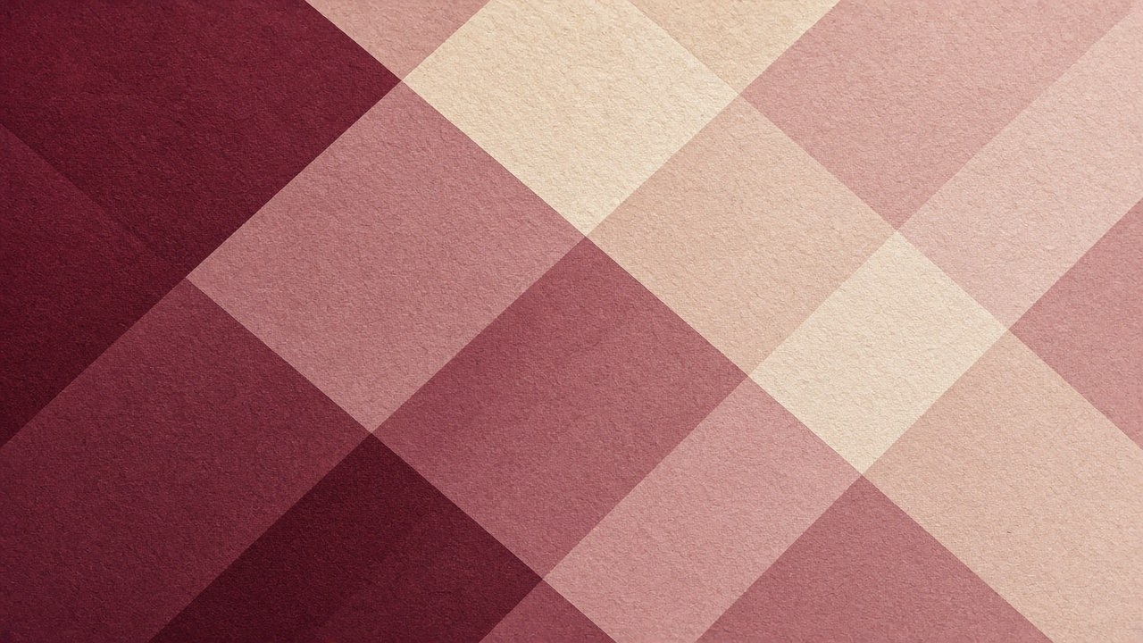 Abstrakte Komposition aus gestaffelten Rauten und Linien in Rot, Orange und Dunkelgrau